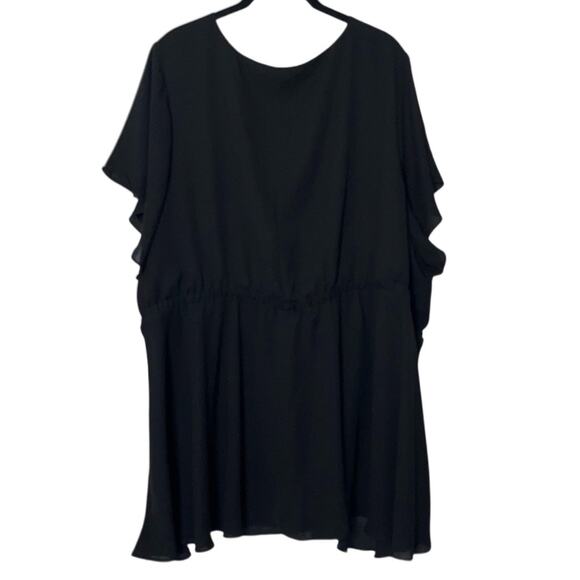 Torrid Black Babydoll Georgette Lace-Up Blouse Lace Front Tie Woman's Size 5X - Picture 5 of 16